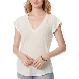 West and Wild Ruffle Knit Top Blouse Ivory NEW Size Small